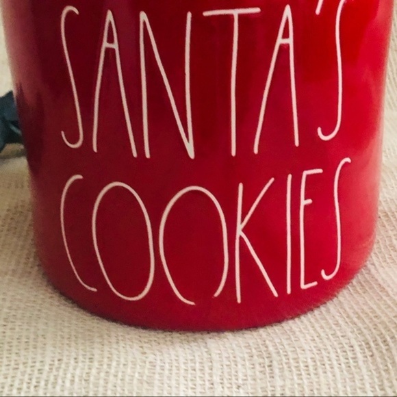 Rae Dunn Red SANTA’S COOKIES Large Ceramic Canister With Lid (2019) - Picture 6 of 7